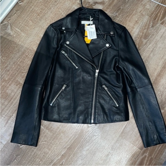 NWT H&M Genuine Leather Biker Jacket - Picture 2 of 8